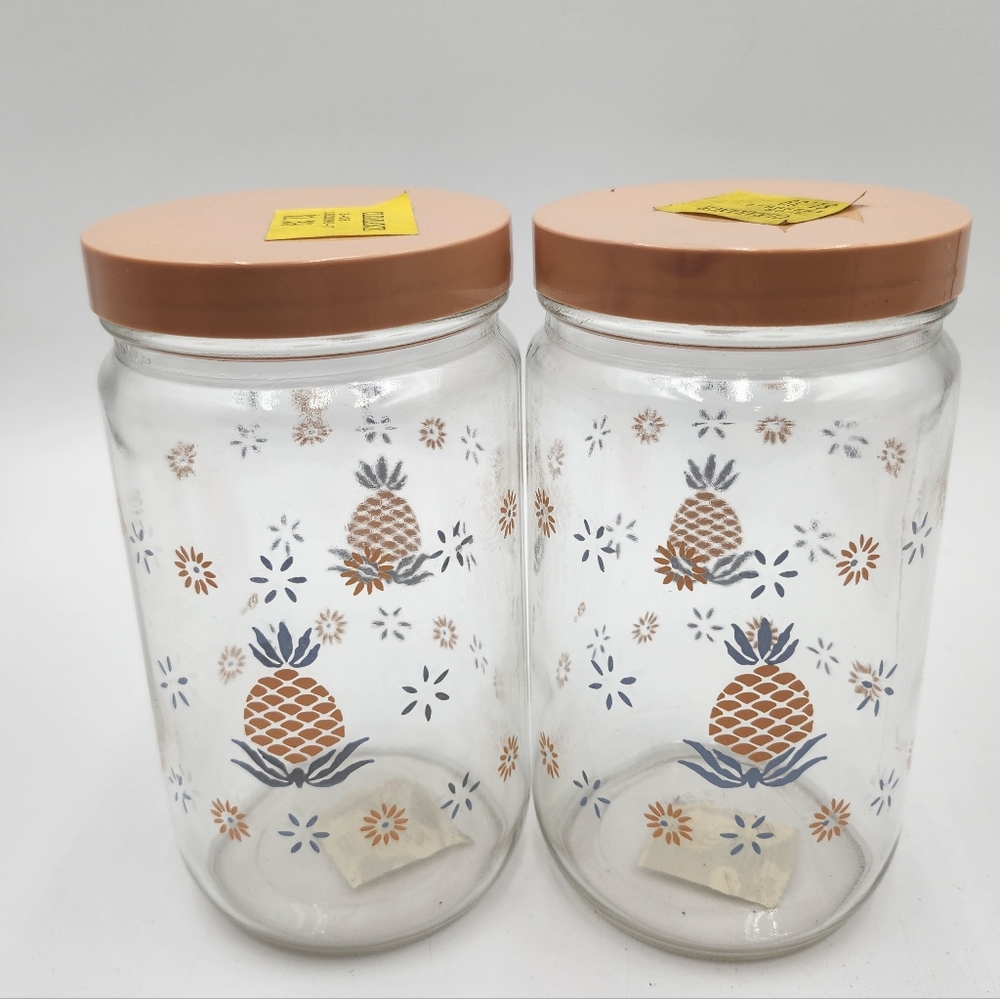 Vintage 80's Brockway Glass Pineapple Glass Storage Canister Jar